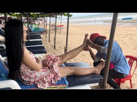 ASMR BEACH MASSAGE FOR TOURISTS / FOOT PAIN LEG PAIN
