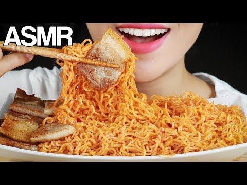 ASMR PALDO SPICY COLD NOODLES & PORK BELLY Eating Sounds Mukbang No Talking