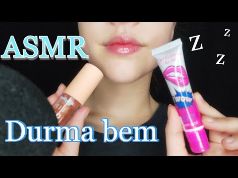 ASMR PASSANDO BATOM EM VOCÊ -  Up Close Lipgloss Application - BINAURAL - TAPPING - PORTUGUÊS