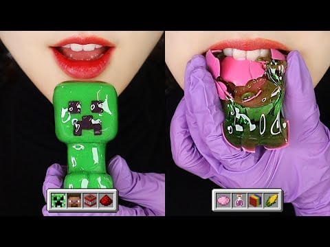 MINECRAFT FOOD IN REAL LIFE, SUGAR FONDANT TANGHULU EATING SOUND ASMR 💣