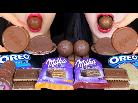 ASMR MILKA CHOCOLATE OREO SNOWBALLS, MOUSSE CAKE, ALFAJOR, ICE CREAM BARS, CHOCO WAFERS, BISCUITS 먹방