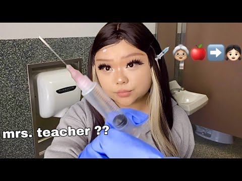 ASMR sketchy student gives u botox in the school bathroom (ur a teacher) 👵🏼🍎 (realistic)