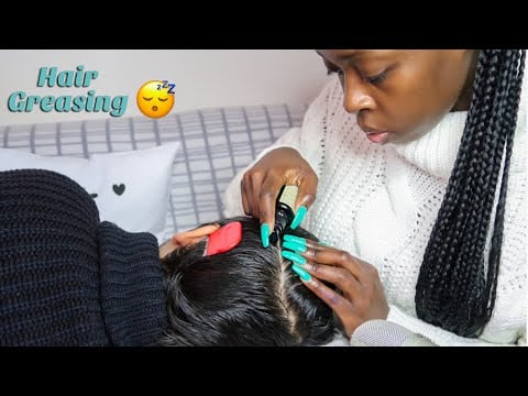 Asmr Greasing his dry Scalp ~ Rubbing ~ Parting With long nails ~ Scratching.