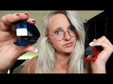 ASMR POV Using School Stationery On You (snipping, measuring, stapling, glueing +)