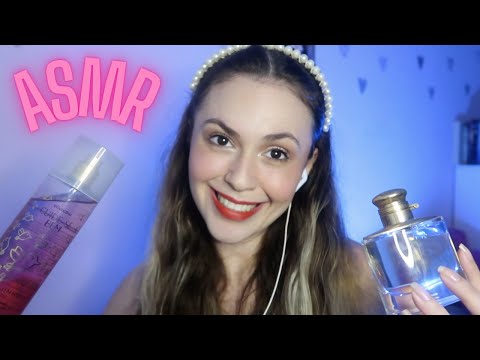 ASMR: MOSTRANDO MEUS PERFUMES (tapping, líquido) ✨✨