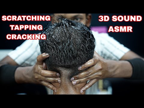 Awesome Scratching And Tapping And Cracking Head Massage ASMR | 3D Head Scratching Sound