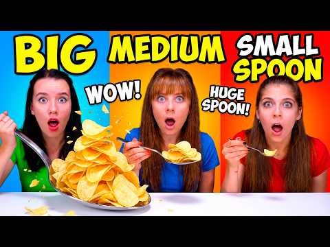 ASMR Big, Medium, Small Spoon Challenge VS Purple Candy Compilation