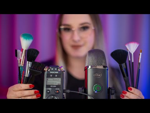 ASMR TASCAM VS BLUE YETI | PINCEIS NOS MICROFONES | Microfone Brushing | Som para dormir rápido