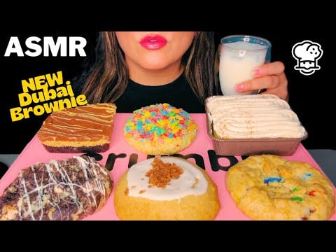 NEW Dubai Chocolate Brownie 🍫 ASMR (Crumbl Cookies Taste Test | No Talking)