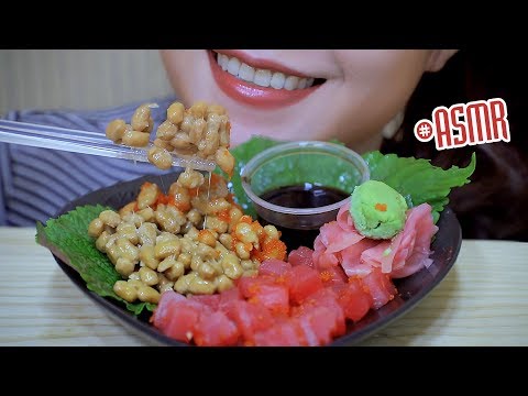 ASMR NATTO WITH RAW TUNA , SOFT EATING SOUNDS | LINH-ASMR