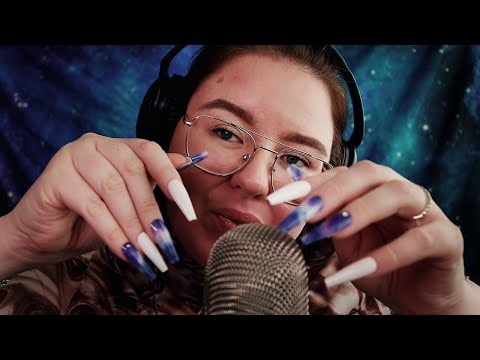 ASMR Long nail triggers ♥ Tapping, mic scratching, hand movements etc.