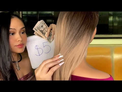 ASMR The $5 Train Hustler Plays W/ Your Hair + Back Scratch (She Sells U Items) Roleplay