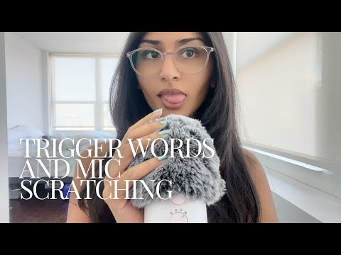 asmr up close trigger words & mic scratching ☁️ | layered sounds super tingly