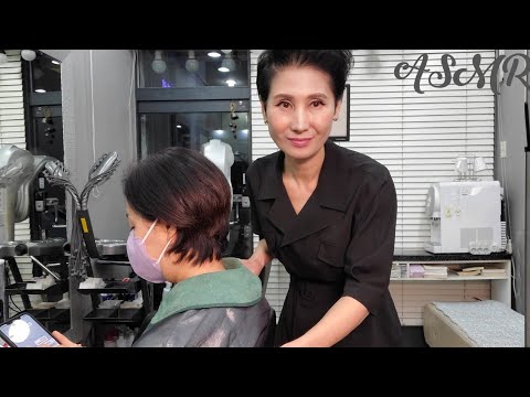 미용실 ASMR  멋내기 새치 로즈브라운   Fashionable gray rose brown/Korean hair salon