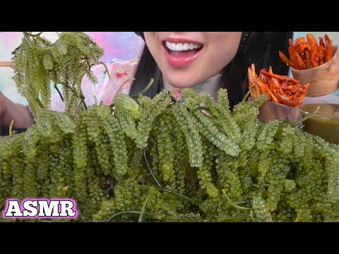 ASMR SEAGRAPES PLATTER + SEAFOOD SAUCE (CRUNCHY EATING SOUNDS) LIGHT WHISPERS | SAS-ASMR