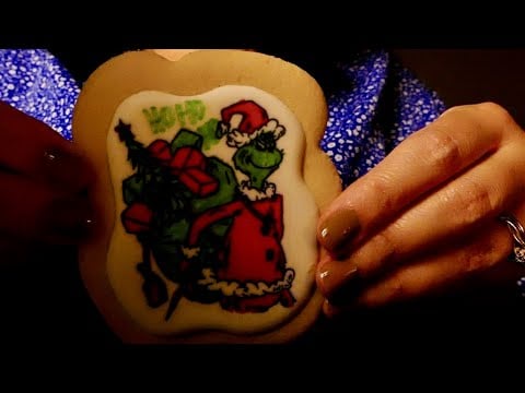 ASMR Coloring a Grinch Sugar Cookie with Edible Markers
