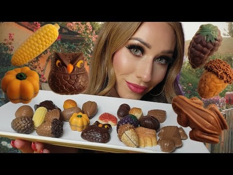 ASMR | Mukbang 🍫 CHOCOLATE CORN, OWL, ACORN, FROG & More!!! 🦉🍁🐸🌽 *Harvest Collection*