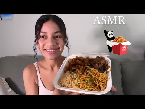 ASMR COMEINDO COMIDA CHINA( PANDA EXPRESS MUkBANG , NOODLES , ORANGE CHICKEN, FRIED RICE )