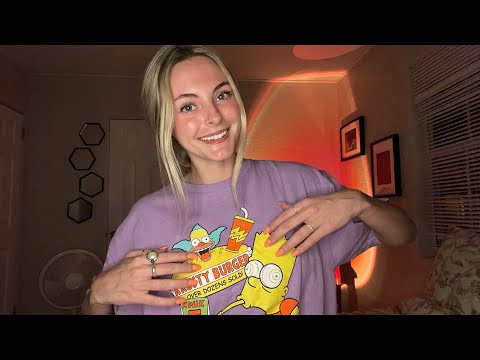 ASMR | Graphic Tee Tapping On Design & Fabric Scratching | Body Triggers