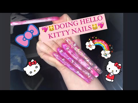 DOING HELLO KITTY NAILS ON MYSELF TO HELP SAVE MY SANITY 🐱💖💅