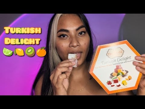 ASMR Trying And Eating Turkish Delights Candy For The First Time , Eating Chewing Sounds
