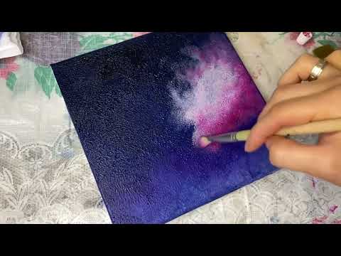 ASMR| Relaxing Acrylic painting. Purple Universe🌌