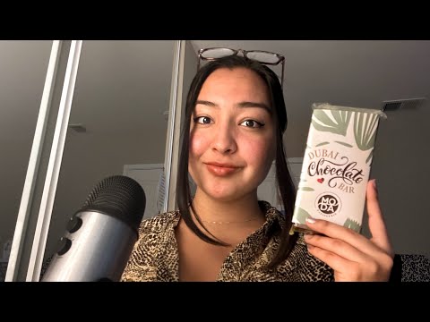 ASMR - trying Viral Dubai Chocolate Bar 🍫 🫠