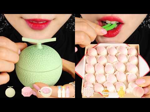 JAPANESE DESSERT ASMR WAX CANDY ASMR JELLY EATING SOUND ASMR 🍑