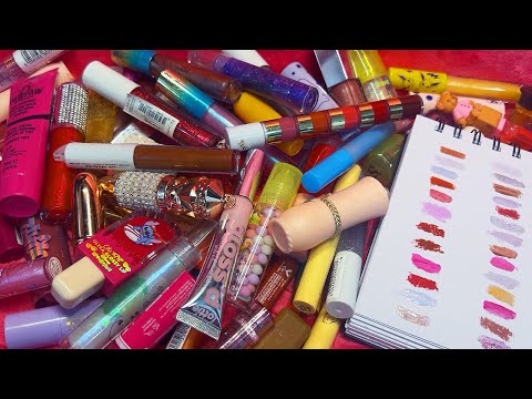ASMR Over Describing my Lip Product Collection (Whispered, Swatching)