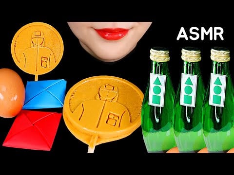 SQUID GAME DALGONA CANDY ASMR SQUID GAME FOOD MUKBANG ASMR 🔴🔺🟥