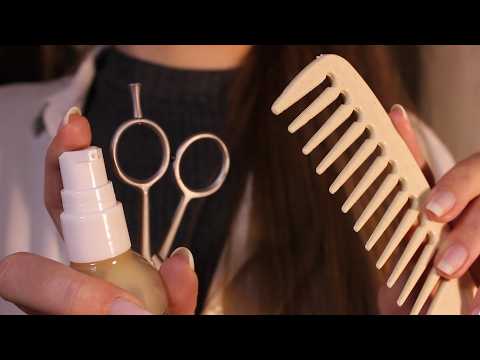 ASMR Detangling Your Hair | Detailed brushing, haircut (layered sounds, no talking, invisible hair)
