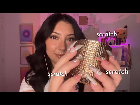 ASMR textured scratching, nail on nail tapping, trigger words & hand movements 💗 | Samantha’s CV