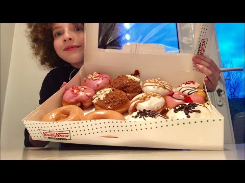 KRISPY KREME DONUT CHALLENGE ! How many can WE EAT ? 🤷‍♀️Mukbang 🍩