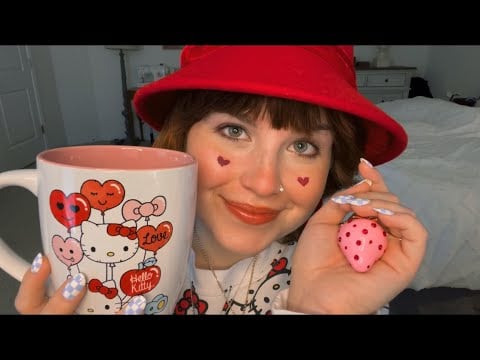 ASMR Strawberry Patch Valentines Decor❤️🍓🌹💌(personal attention,tapping, whispering)