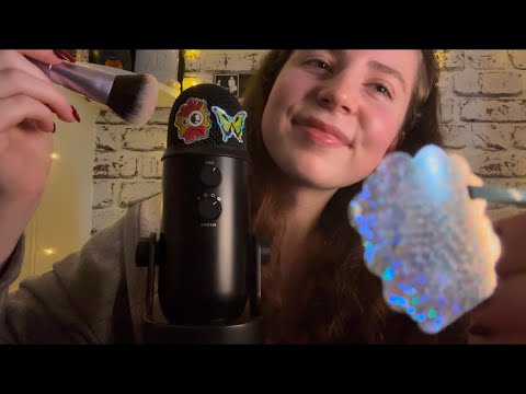 ASMR | Super Tingly Mic Brushing🦋 (stickers on mic, peeling, sticky sounds)