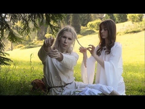Relax in The Medieval Fields ASMR (braiding your hair, flower gathering, slow living)