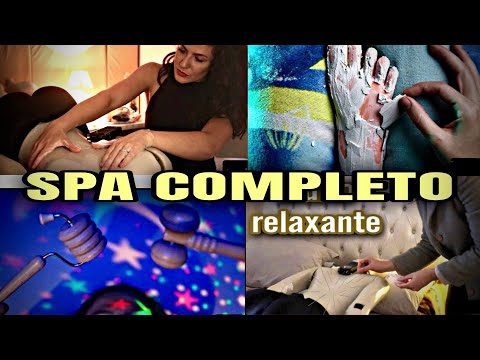 ASMR | SPA COMPLETO - banho relaxante,massagem facial e corporal,escalda pé,acupuntura,quiropraxia