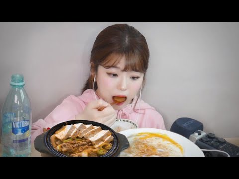 🍚 집밥 ASMR (요리+먹방)│보글보글 돼지고기 듬뿍 묵은지 청국장찌개+계란프라이+쌀밥 이팅사운드│Home cooked foods eating sound (mukbang)