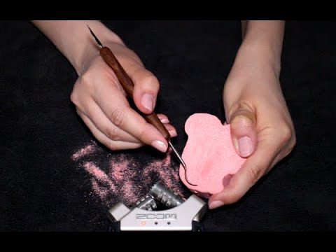 ASMR Carving & Scratching 🌺 Bath Bomb, Makeup, Chocolate, Soap (No Talking)