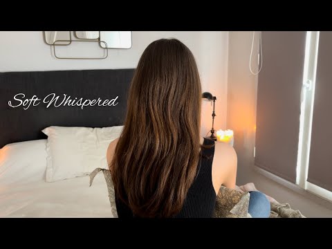 ASMR sleep inducing hair brushing and light touch massage (soft whispered, real person)