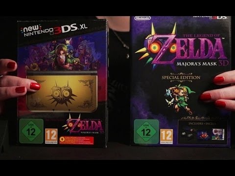 Binaural ASMR. Unboxing Zelda: Majora's Mask 3D New 3DS XL & Special Edition (Soft Spoken)