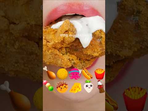 @AngelEATING777 asmr KOREAN FRIED CHICKEN & CHEESE BALL CORN DOG FRENCH FRIES 뿌링클 eating sounds