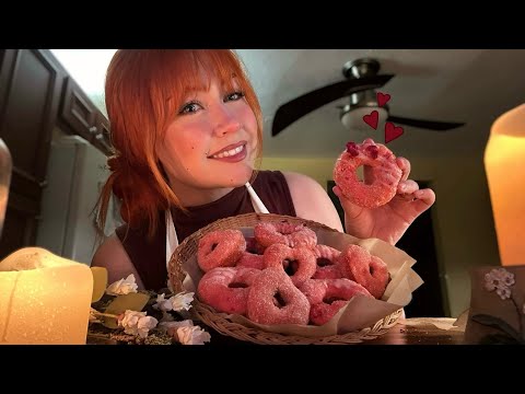 ASMR Baking Cherry Valentine Donuts 🍒 (Close Whispered Voiceover)