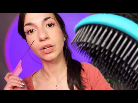 ASMR Hair Brushing & Braiding ✨ (Parting, Invisible Clips, Personal Attention)