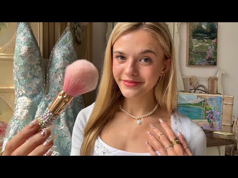 ASMR Big Sis Does Your Prom Makeup 🩵🌸 (you're wearing my prom dress!)