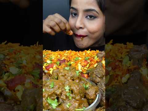 ASMR Eating Spicy Mutton Curry,Chicken Curry,Fried Rice,Leg Tawa Fry Big Bites ASMR Eating Mukbang