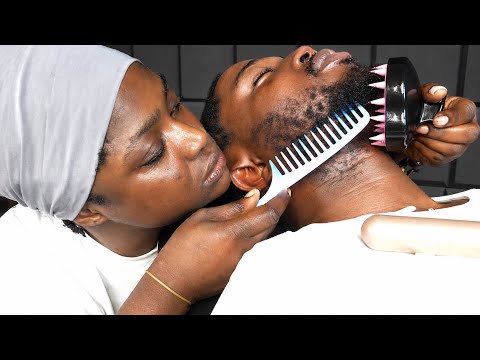 ASMR Intense Beard Scratching & Neck Massage (Ingrown Hair Removal + Ear cleaning )4 Deep Sleep. 