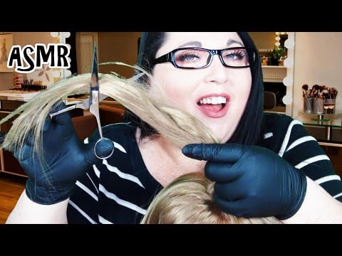 ASMR Haircut Roleplay (Hair Brushing, Real Hair, Gloves, Combing)