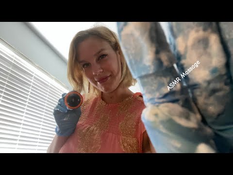 [ASMR] Face Massage With Gloves And Gel + Shoulder/Neck Massage With A Roller Ball & Essential Oils