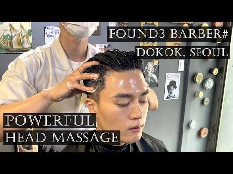 ASMR 힐링되는 파워풀 두피마사지 | 파운드3 바버샵 | Haircut & Head massage & Hair shampoo & Eyebrow trimming